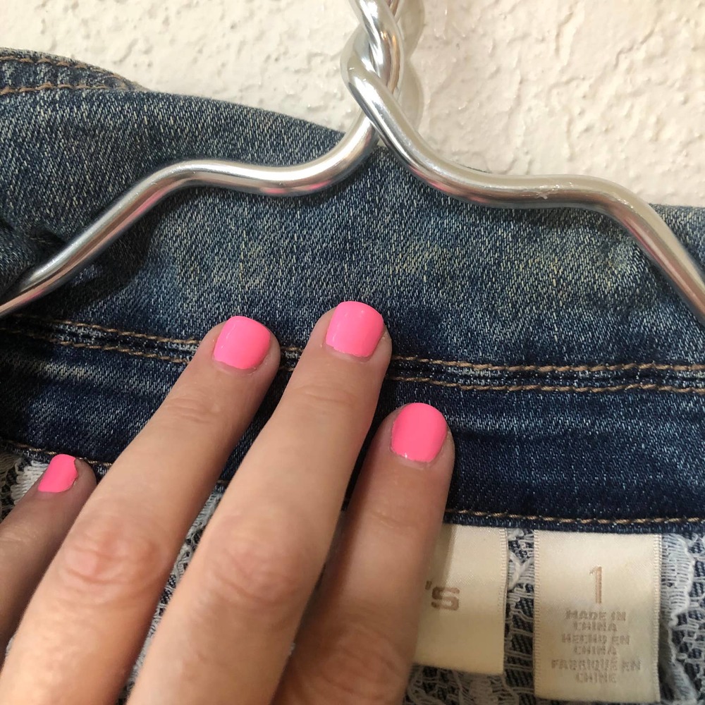 Chico's Blue Denim Jean Jacket with Lace Yoke - Picture 6 of 10